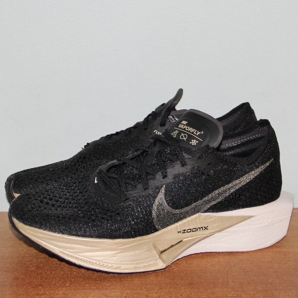 Nike ZoomX VaporFly Next% 3 Running Shoes Women 8 9 Black Metallic Gold - Picture 2 of 6